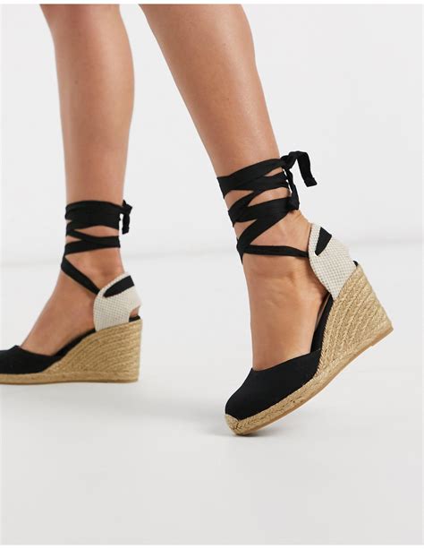 trendy black wedge sandals